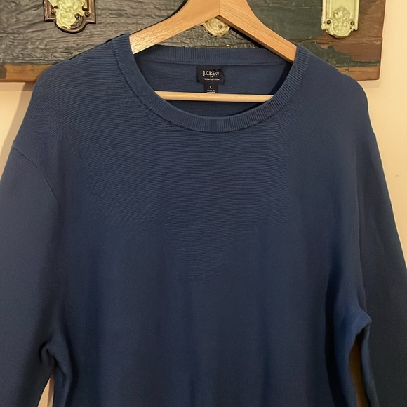 2/$30 J. Crew Blue Cotton Sweater Size Large - Picture 4 of 14